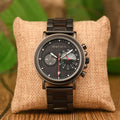 Popular Luxury Quartz Sports Watch for Men OEM ODM Black Glass Waterproof Ebony Wood Wrist Strap Antique Business Style