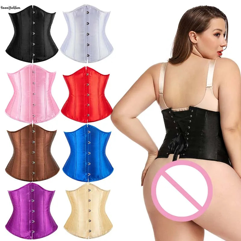 Black White Apricot Purple Pink Blue Brown Red Lace Boned Bustier Belly Binder Shaper Plus Size Waist Trainer Corset