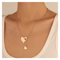 Creative Chic Hollow Out Heart Pendant Stainless Steel Necklace Charm Gold Color Temperament Fashion Jewelry