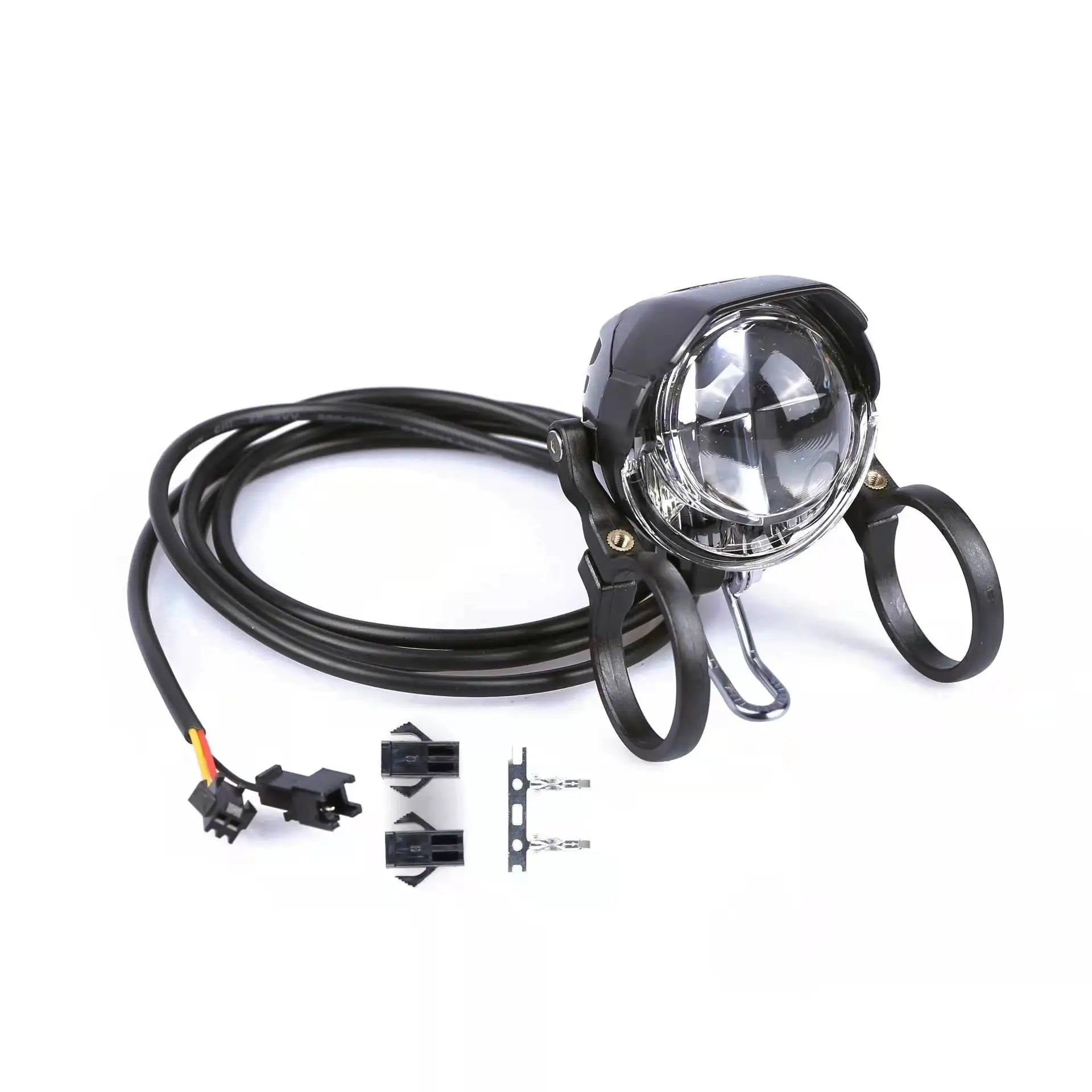 Electric Bicycle Headlight and Horn System with LED 150LUX 3W Power for Front Handlebar or Fork Installation