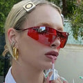 New Personality Sports Fashion One-piece Glasses Riding Half Frame Metal Sunglasses Women
