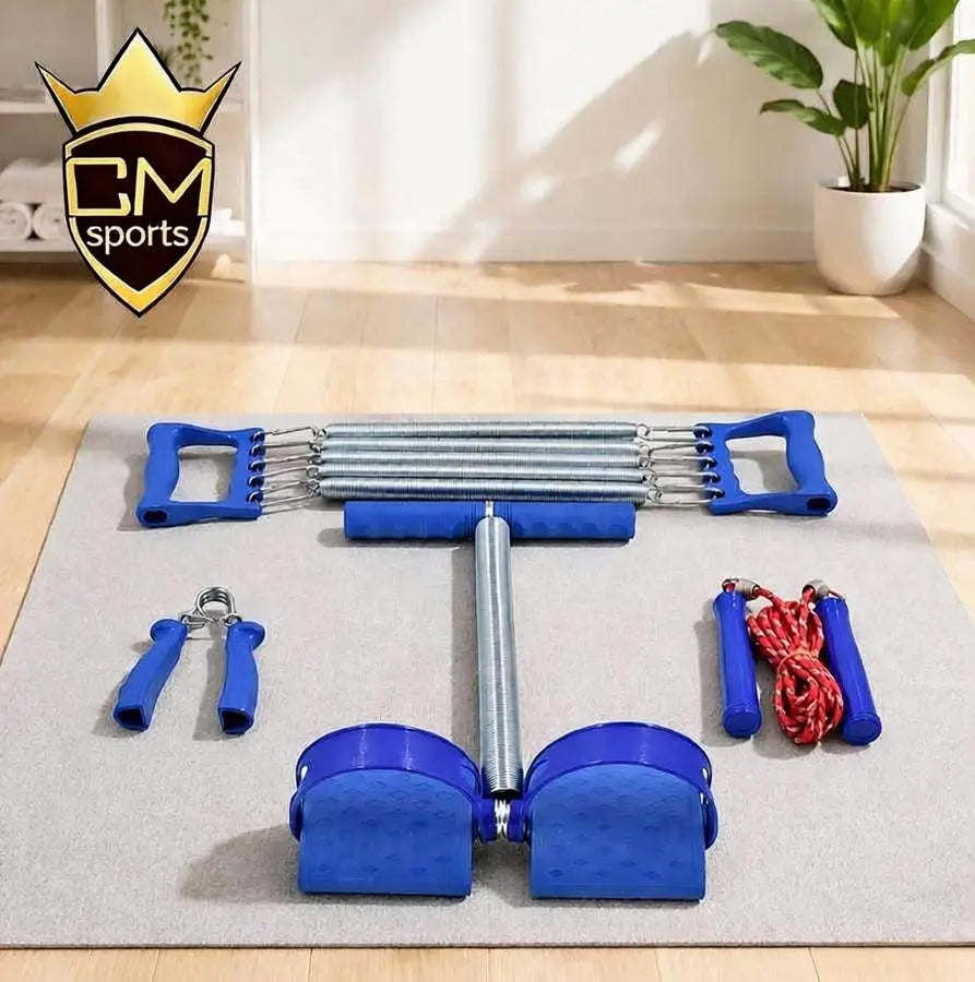 CHENGMO SPORTS 5 Spring Chest Pull Set Pedal Pullers Chest Expander Jump Rope Hand Gripper Forearm Trainer for Home Workout