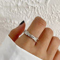 Thick Design Irregular Gold Plated S925 Sterling Silver Simple Design Cold Wind Open Adjustable Rings for Women