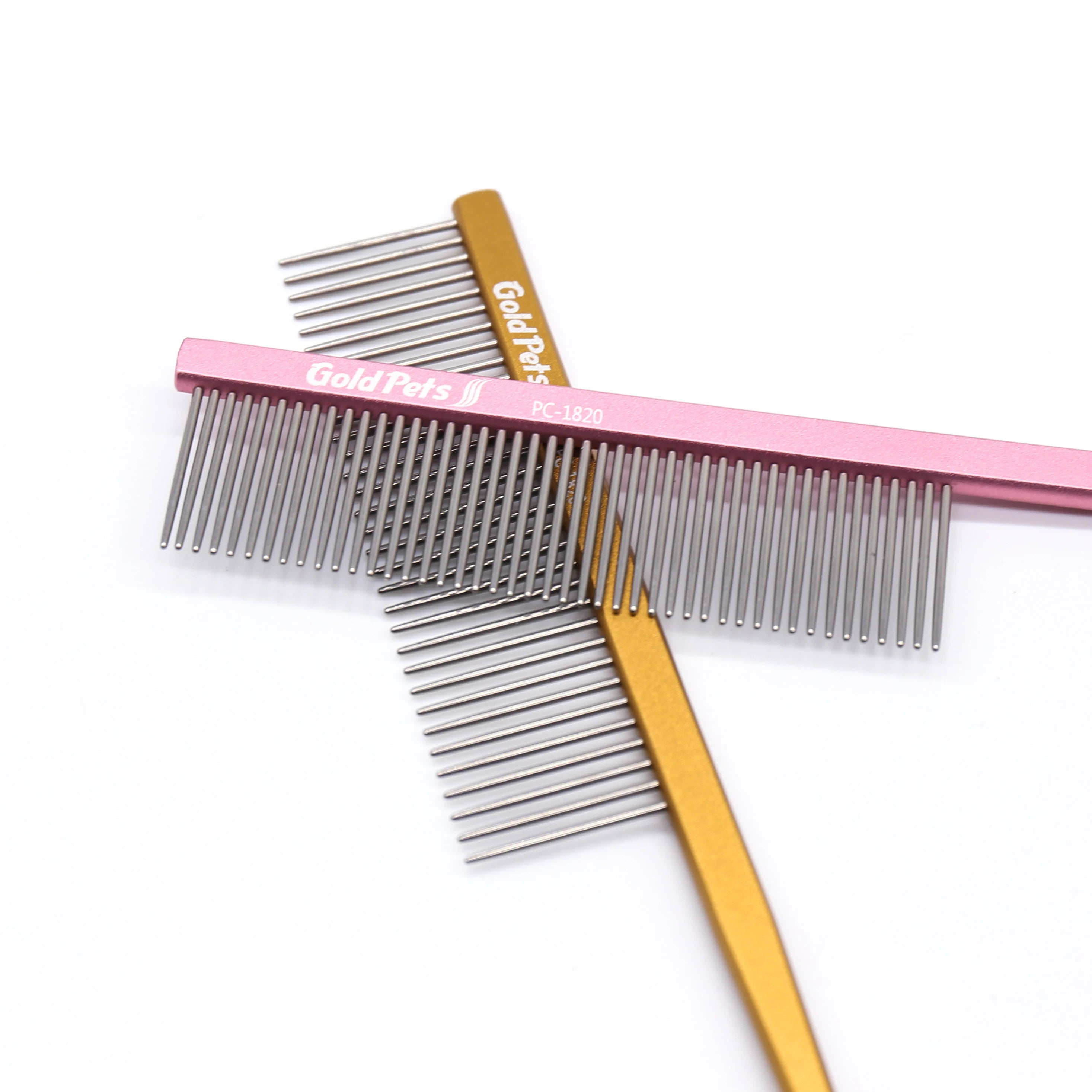 Goldpets Parting Hair Pet Comb Stainless Steel Teeth Pet Grooming Comb Rat Tail Comb Laser Logo With Fine Revolving Teeth