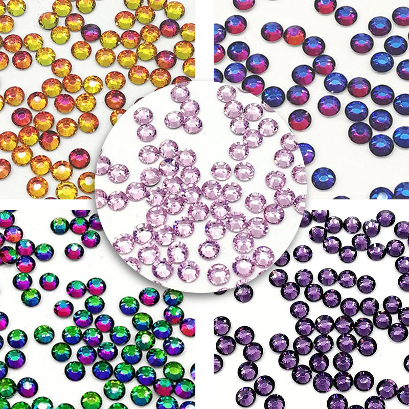 Bulk Nail Glass Crystal Flatback Round Rhinestone  Sticking  Nails Art Rhinestones