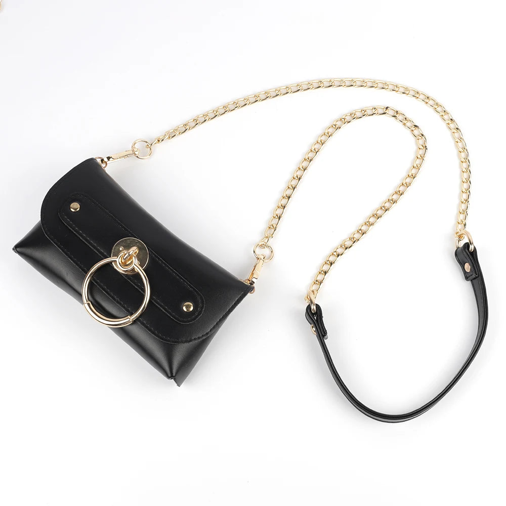 120cm Length Fashion Pu Leather + Chain Single-shoulder Female Chain Bag Strap