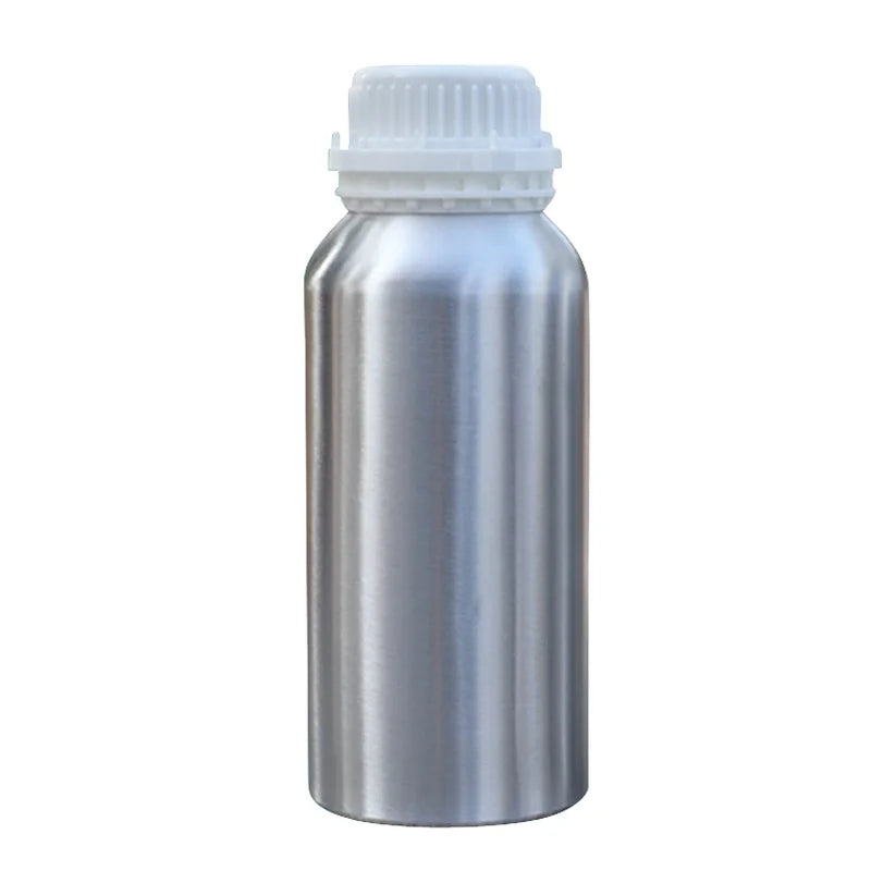 500ml Shiny Silver Aluminum Bottle with Tamper Evident Screw Cap for Essential Oils Flavors Solvents PP Metal Bottle