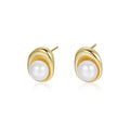 SP INS Minimalist S925 Sterling Silver 18K Gold Plated Freshwater Pearl Stud Earrings