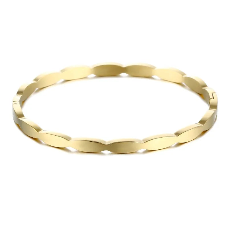 Fashion Jewelry 18K Gold Plated Stainless Steel Cuff Bangles Bracelets for Girls