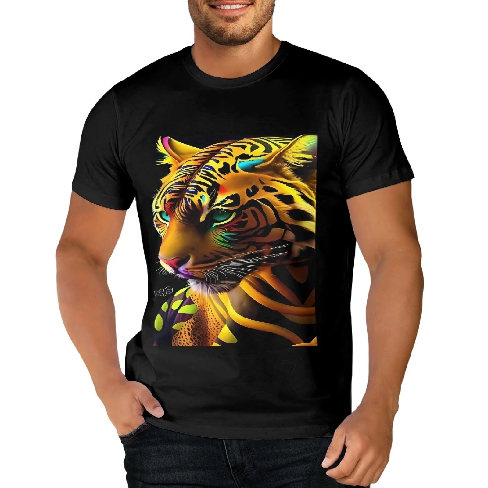 Wholesale Vintage Tiger Printed Women's Men's Casual T Shirts Athletic Running Gym Workout Short Sleeve Tee Shirts for Men S-5XL