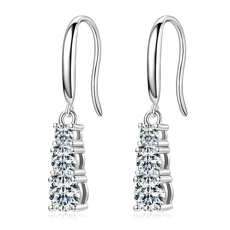 925 Sterling Silver Moissanite Earrings with Water Drop Elements Fashionable and Simple Jewelry Gift