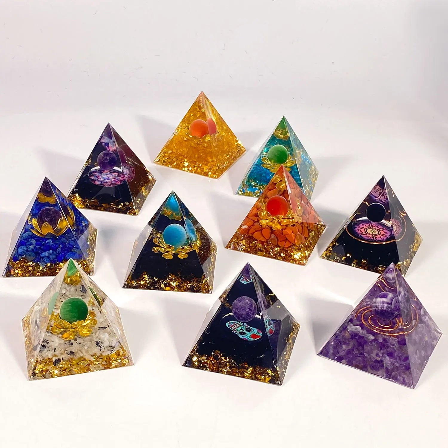 Wholesale Natural Various Materials Healing Gemstone Crafts Crystal Glue Drop Orgen Pyramid for Decoration Gifts