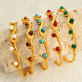Wholesale Retro High-End Niche Open Bracelet Bangle Stainless Steel Plated 18K Gold Imitation Pearl Fashion Cuff Bracelets