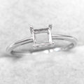 Sterling Silver 5*5/7*7mm Semi Mount Square Ring Empty Support Blank Claw Setting S925 Base Without Center Stone for DIY Inlay