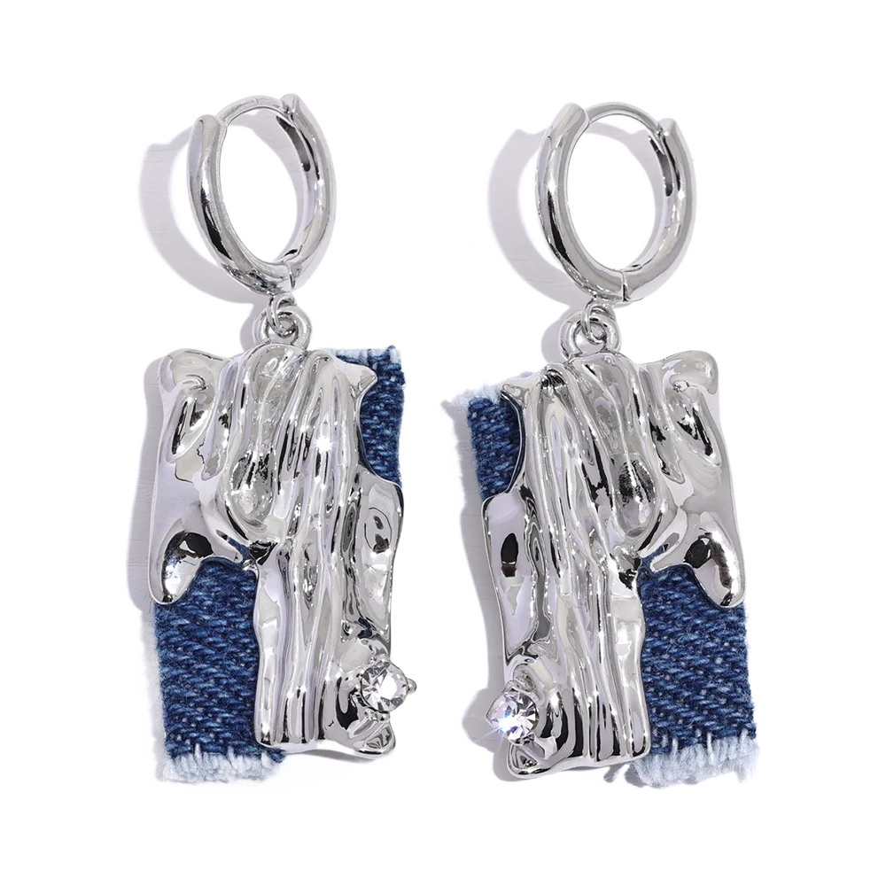 JINYOU KE001EN Vintage Denim Originality Personality Fashion Copper Earrings Drop Dangle Jewelry for Stylish Women Gift
