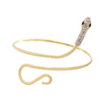 Punk Gold Silver Arm Let Rhinestone Metal Snake Bangles Cuff for Women Boho Party Jewelry Gift