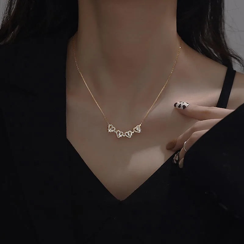 Ins Hot Selling Stylish Love Heart Pendant Necklace 925 Sterling Silver Ladies Necklace