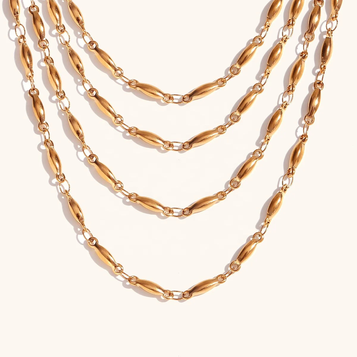 Ding Ran New Arrival Men's Stainless Steel Jewelry Handmade Bead Chain Necklace Bracelet Vintage PVD Gold Plated Accessories