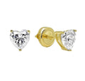 Heart Cut Solitaire 14k Stud Gold Diamond Screw Back Bridal Cubic Zirconia Womens Stud Earrings Gold Jewelry