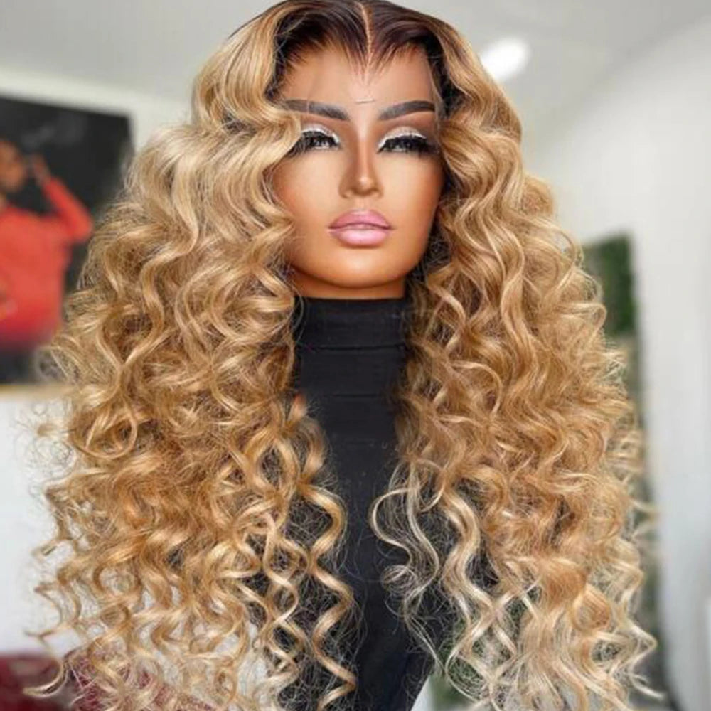 Ombre Honey Blonde Lace Front Wigs Human Hair for Black Women Wholesale Virgin Cuticle Aligned Transparent HD Lace Frontal Wig