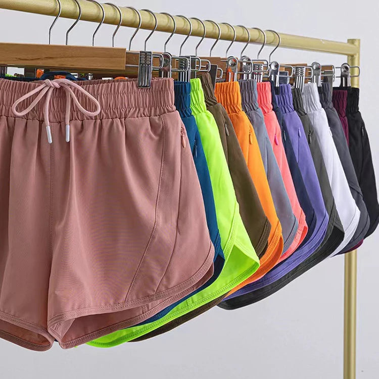 Polyester Women Sport Summer Shorts Double Layer Elastic Quick Dry Sweat Wicking Breathable Yoga Gym Running Shorts