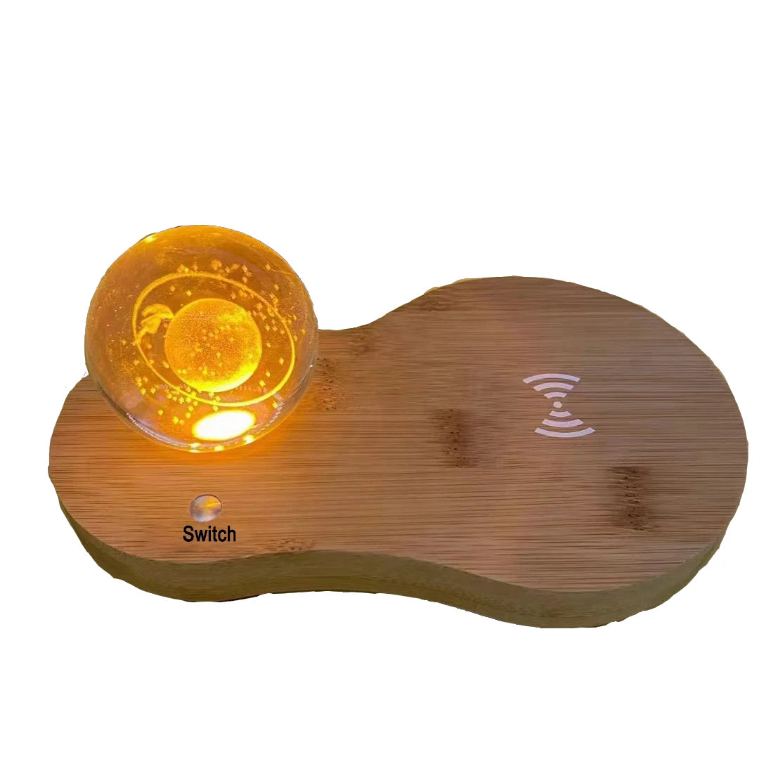 2022 New Arrival MIDU M-WC08 Wood Crystal Ball Wireless Charger Wedding Guest Novelty Creative Gift