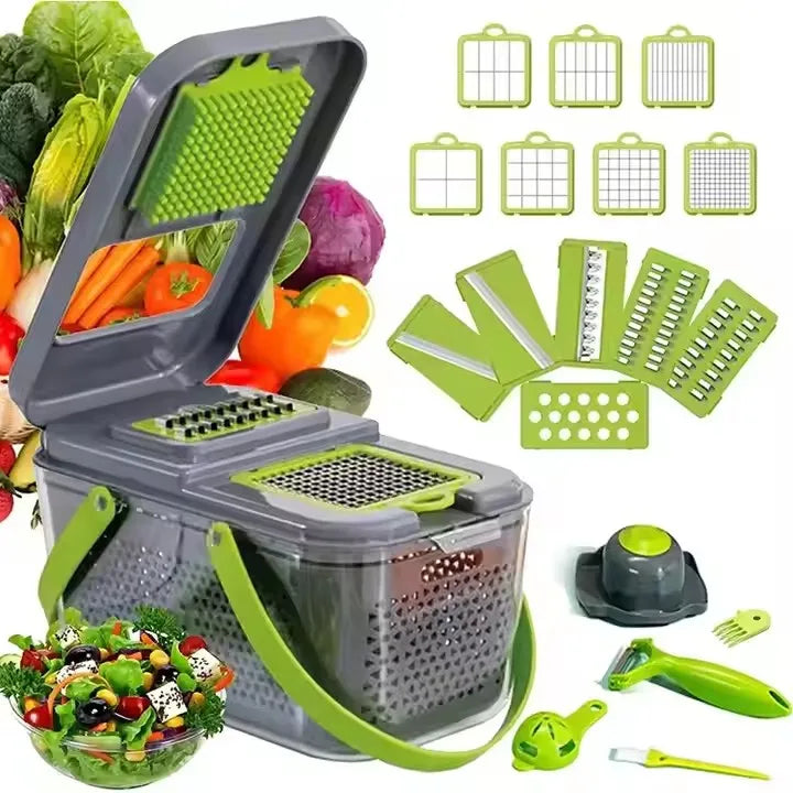 Hot-Selling 22 in 1 Vegetable Fruit Chopper Cutter Manual Multifunctional Vegetable and Fruit Cutter for Kitchen Accessories