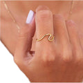Trend Women 18K Gold Plated Wholesale Waterproof Simple Fine Artistic Big Waved Stainless Steel Finger Ring