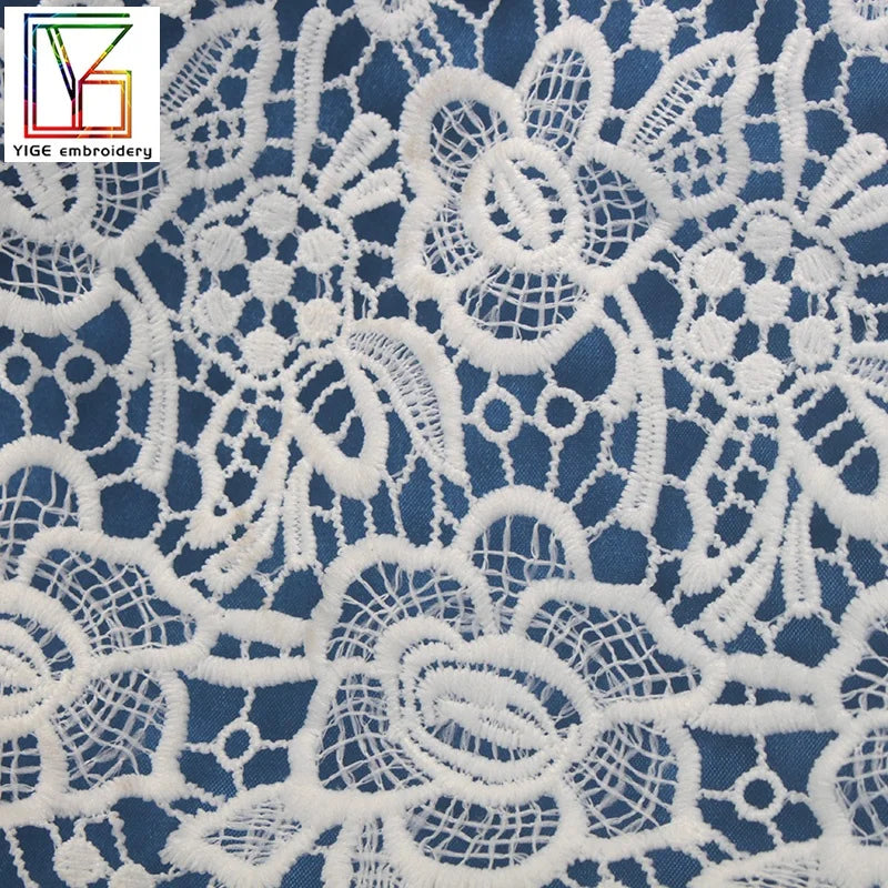 Fancy Wedding Women Fashion 100% Poly Yarn Water Soluble Flower Lace Dress Embroidery Fabric