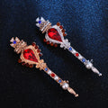 Wholesale Women Girl Wedding Rhinestone Baroque Vintage Crown Jewelry Crystal Cross Magic Wand Fairy Stick Brooches Pin