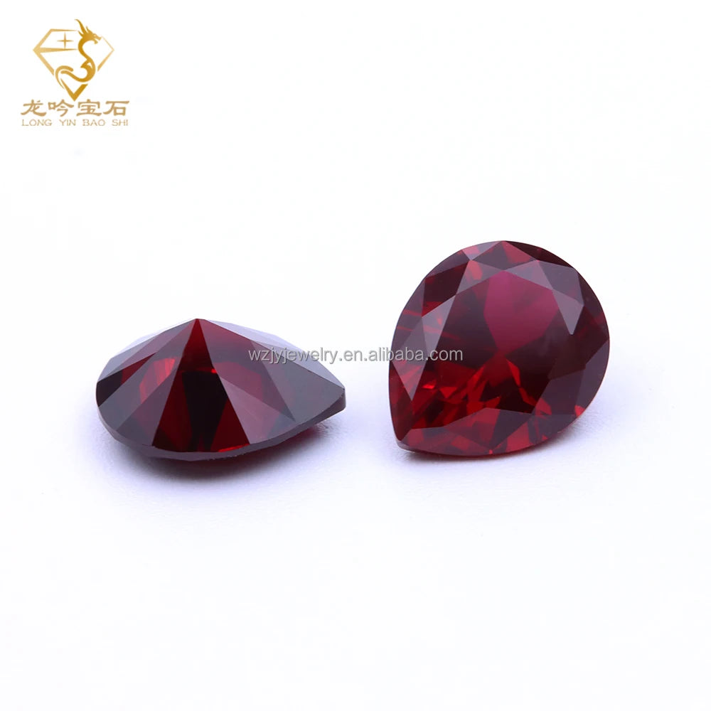 8# Corundum Wholesale Deep Color Pear Shape Synthetic Lab Grown Ruby Gemstone Lab Created Ruby Stone