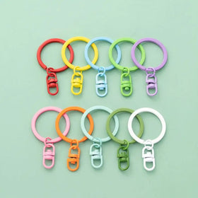 30mm DIY Colorful Flat Bulk Key Chain Rings Metal Flat Split Key Chains KeyRing Bulk for Car Home Keys Organization with 8 Hook