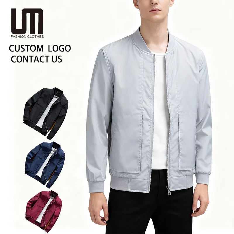 Cheap Wholesale Custom Logo Korean Fashion Men Street Zipper Plus Size Coat Bomber Jacket