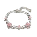 Sparkling Cherry Blossoms Butterfly Bracelet Women Fashion Temperament Wave Zircon Moon Flower Adjustable Bracelet Jewelry Gift