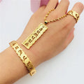 Dubai Gold  Sand Gold Brass Gold-Plated Jewelry Hollow Sandblasted Six-Character Mantra Three-Piece Bracelet Pendant Ring Set