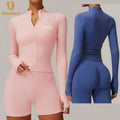 Breathable Quick Drying Long Sleeve Yoga Clothes Women's Nude Fitness Jacket Training Wearing Zipper Tight Running Top