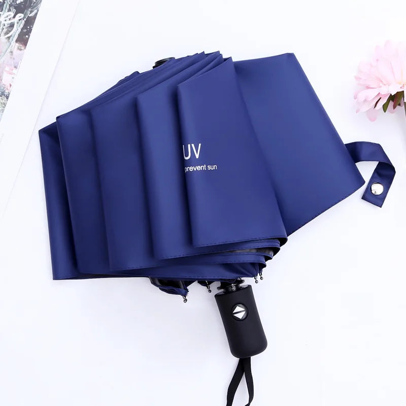 Automatic Three-Folding Transparent Luxury Umbrella UV50+ Sun Protection 190T Nylon Fabric Fully-Automatic Opening Minimalist
