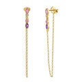 Fine Jewelry for Women 925 Sterling Silver Stud Earring Chain with Cubic Zirconia Women Long Tassel Chain Stud Earrings