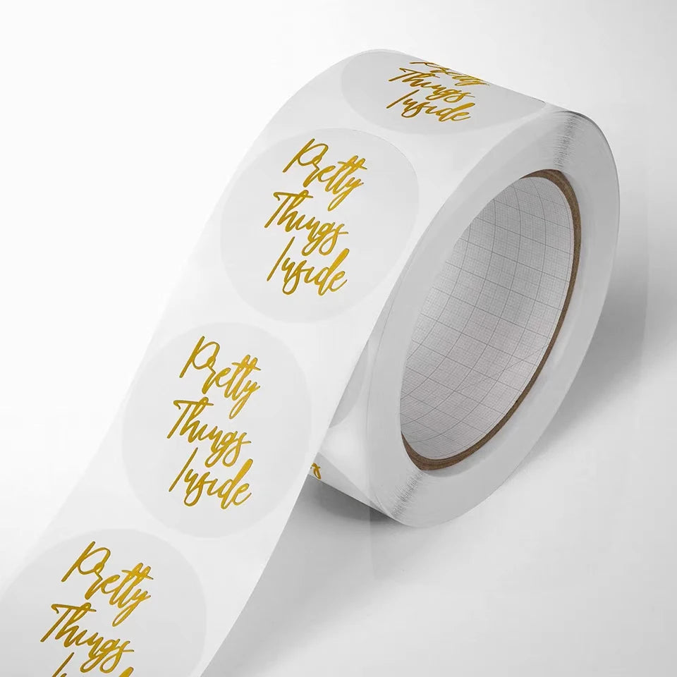 Custom Your Own Logo Clear Vinyl Waterproof Business Brand Sticker Round Transparent Packaging PVC Decoration Sticker