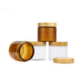 Engrave logo Sugar Scrub 8oz Body Butter Container 50g 150g   250g 500g  clear PET Plastic Cream Jar with Bamboo Cap