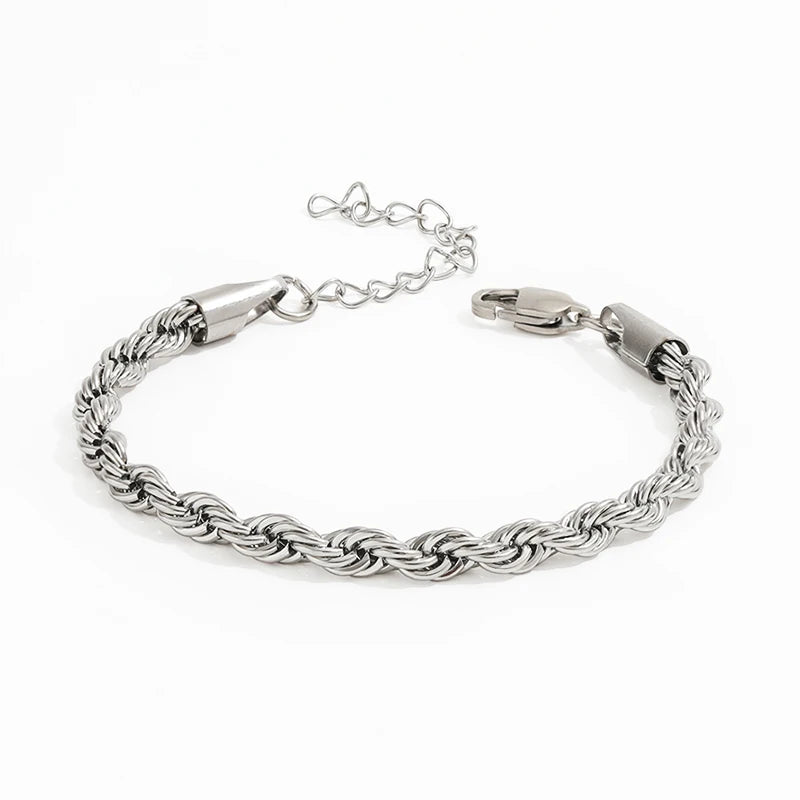 Joolim High End Never Fade 18k PVD Gold Plated Twisted Rope Chain Stainless Steel Bracelet