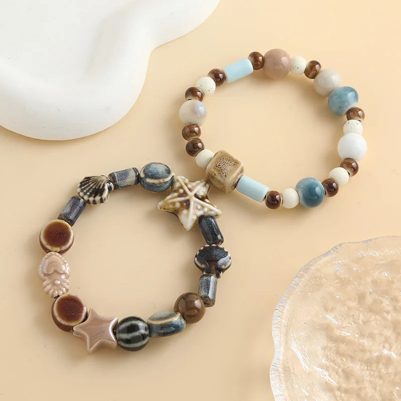YL Retro Style Advanced Sense Jingdezhen Beaded Ceramic Animal Pattern Unisex Student Girlfriend Light Luxury Gift Bracelet