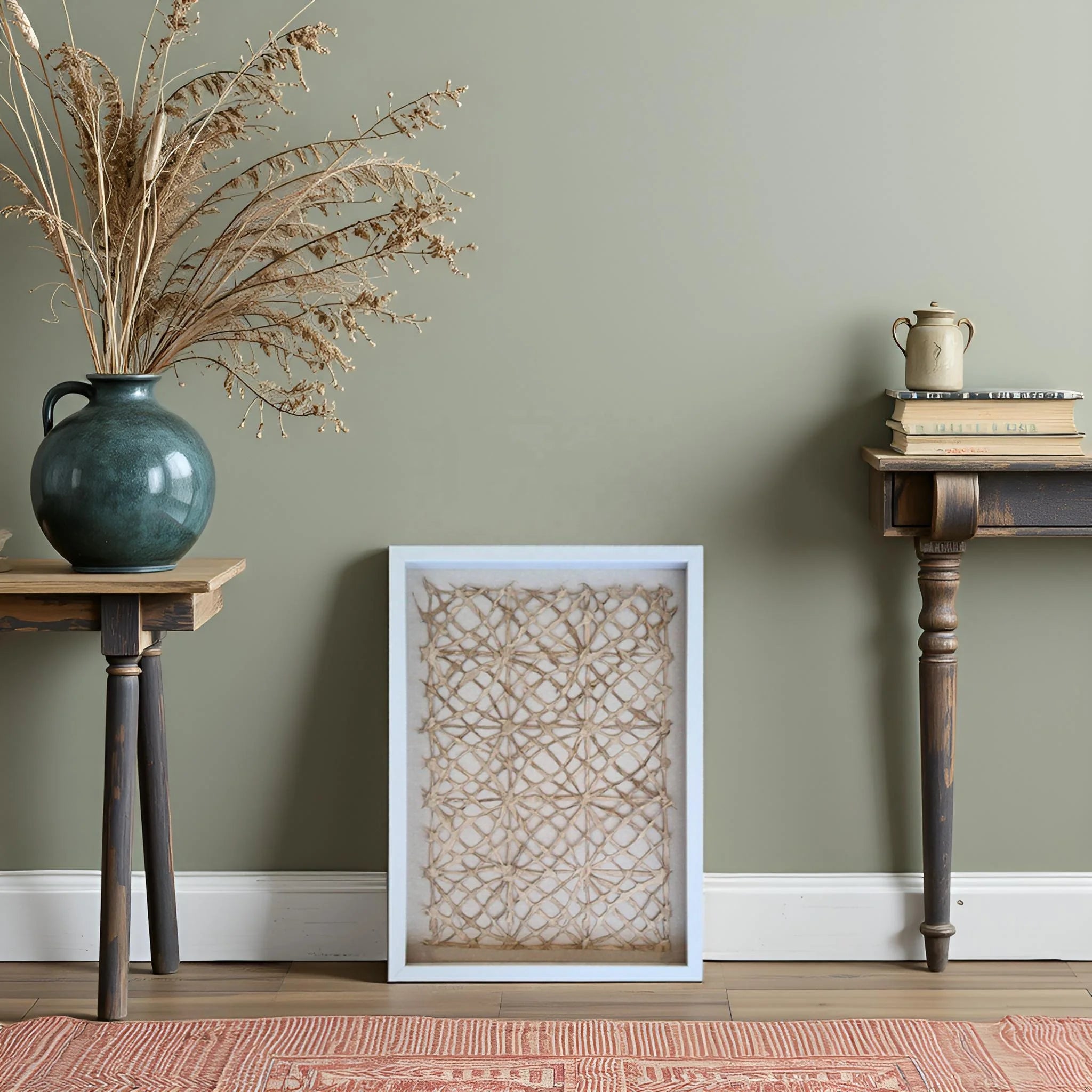 Rural Abstract Lines Eco-Friendly Rice Paper Wooden Frame Artistic Shadow Box Wall Decoration for Living Room Front