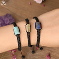 Faceted Cylinder Stone Beads Woven Bracelets Gift to Her