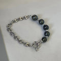 B487 9-10mm 925 Sterling Silver Gold Plated Wholesale Freshwater Pearl Charm Bracelet Bangle Fancy Jewelry for Women