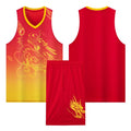 New Style Dragon Pattern Breathable Basketball Jersey Ready to Ship Men's Red Basketball Uniform Set