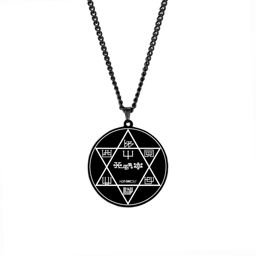 Black Color Archangel Michael Guardian Angel Haniel Haamiah Lezalel Umabel Daniel Jeliel Mihael Stainless Steel Pendant Necklace