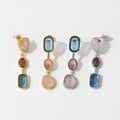 New Trendy 18K Gold Plated Statement Crystal Colorful Glass Stone Tassel Stud Earrings for Women Stainless Steel Jewelry