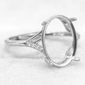 Sterling Silver 10*14mm Semi Mount Ring Empty Frame Blank Support Setting S925 Base Holder Without Center Stone for DIY Inlay