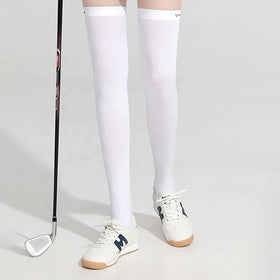 Wholesale White Thin Sports Compression Stockings Women Nylon Tennis Golf Knee High Long Socks